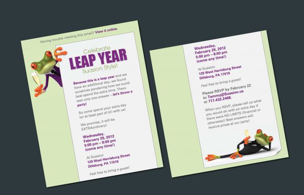 Suasion Leap Year Party Email Invitation